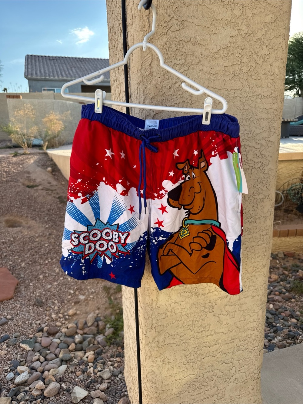 Mens XL  Trunks Scooby-Doo Swim Trunks Red White Blue USA July 4th U12